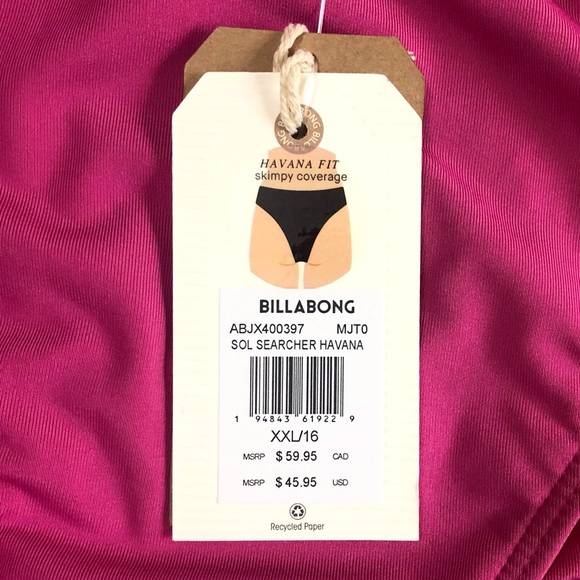 🆕 Billabong Womens Bikini Bottom XXL 16 Pink Sol Searcher Havana Skimpy Swim - Picture 3 of 7